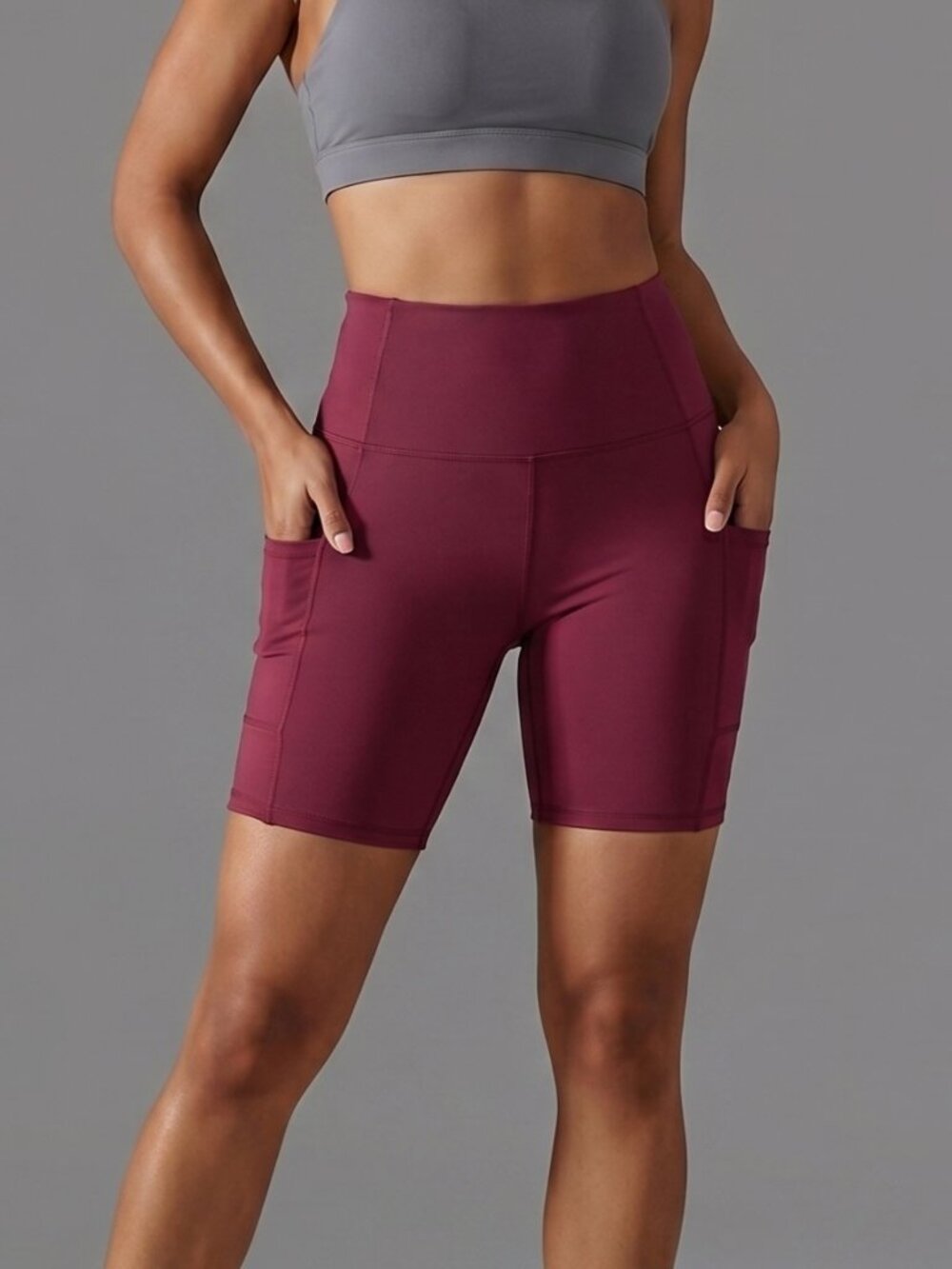 NWT | ROSANC Burgundy High-Rise Biker Shorts | Side Pockets | Small